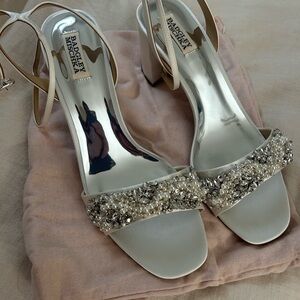 Badgley Mischka Women's White Embellished Heels